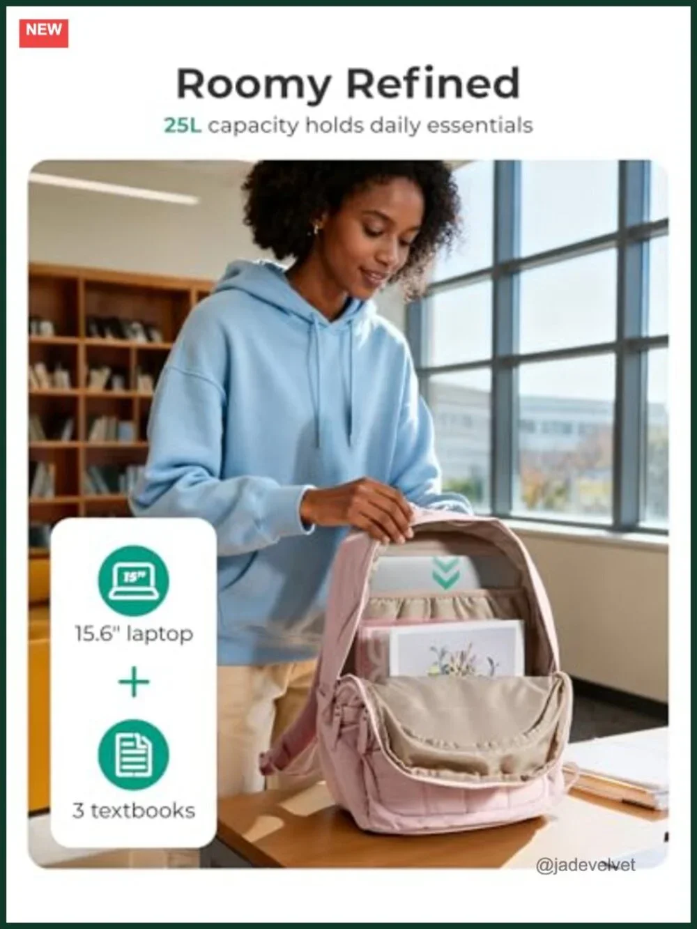 Quilted Laptop Backpack for Women, College Travel Bookbag with Padded Sleeve,
